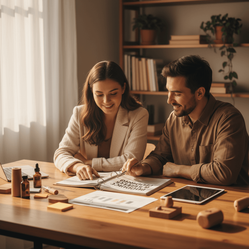 Professional consultation discussing product specifications and pricing