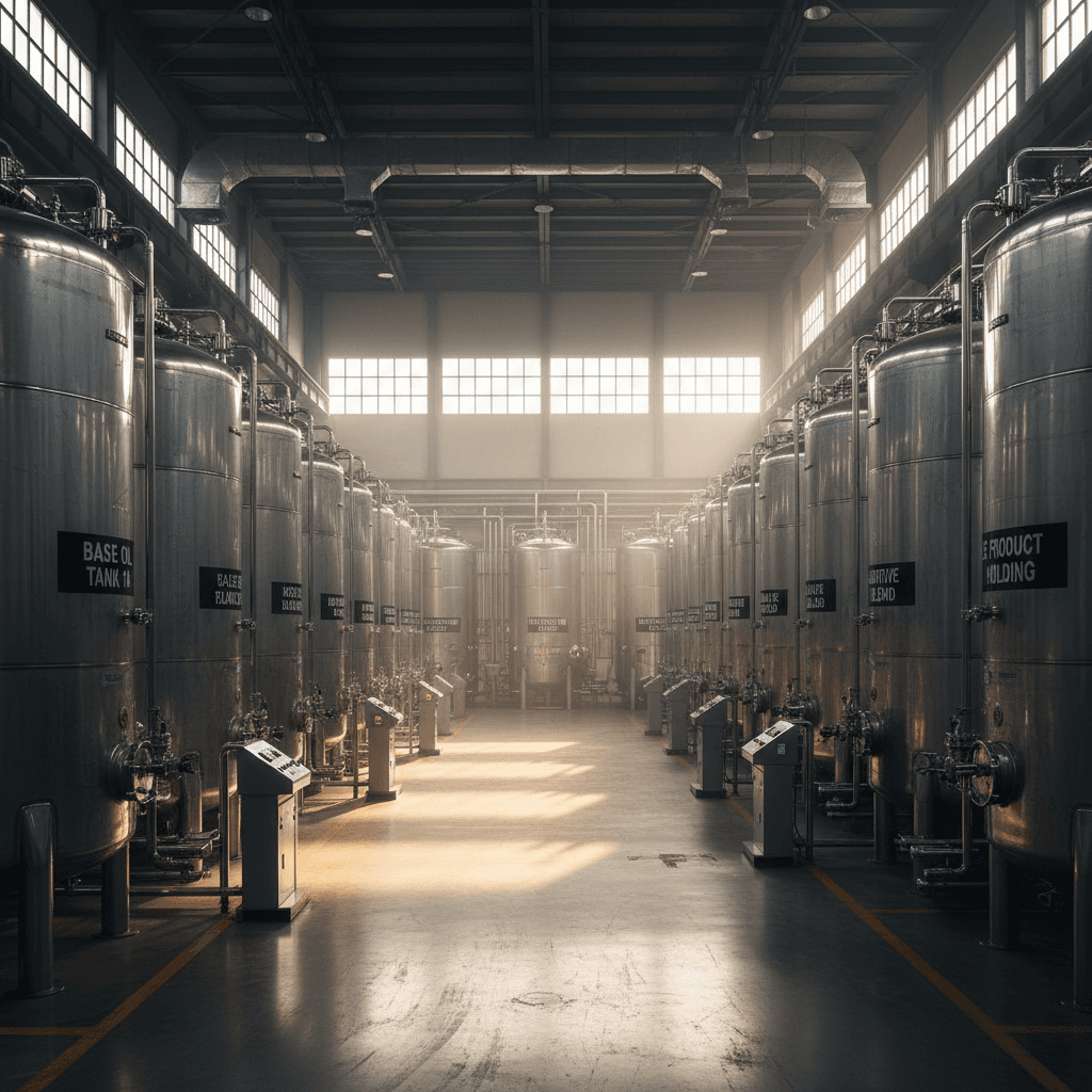 Purity Lubricants production facility with storage tanks in Mafraq