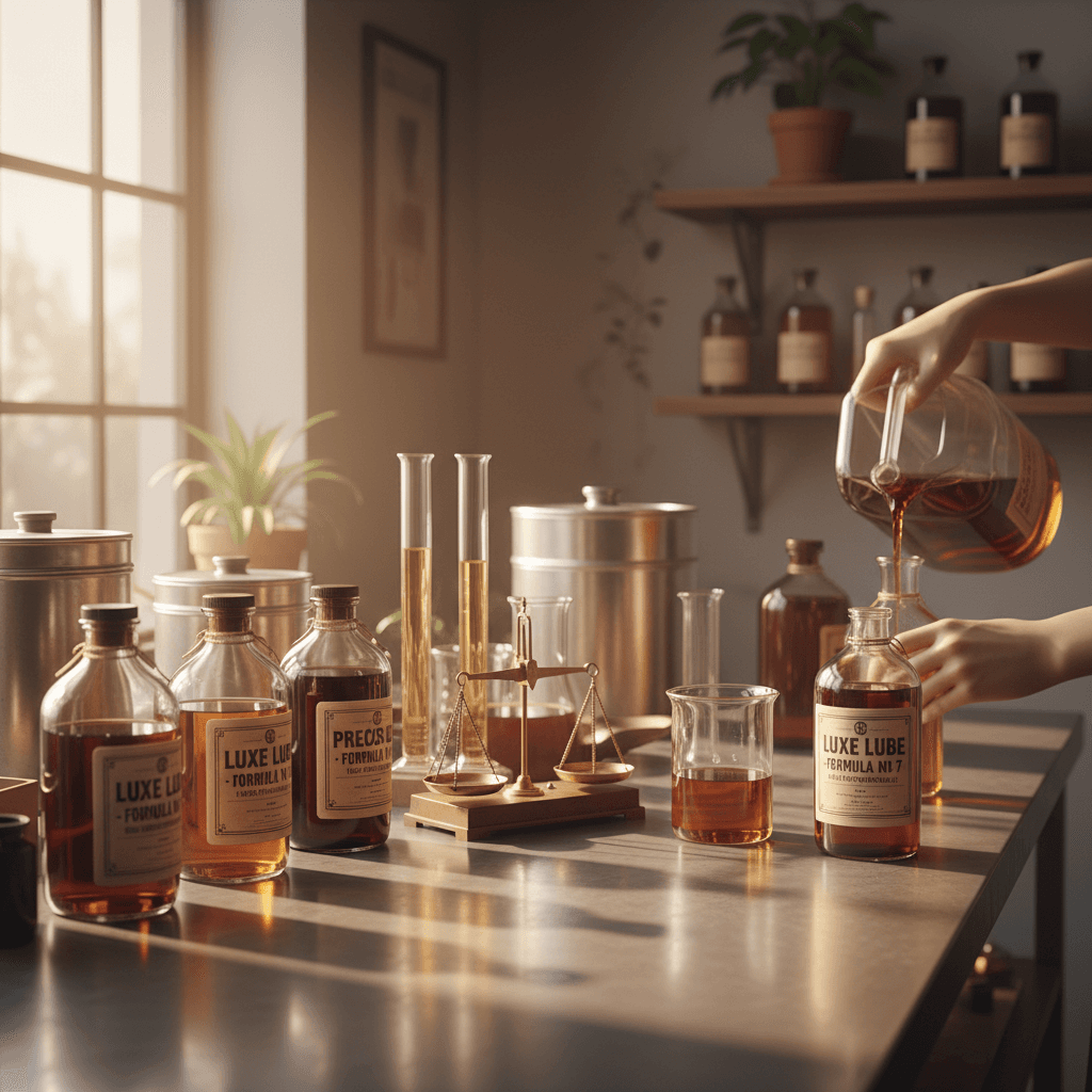 Organized production workstation with lubricant containers