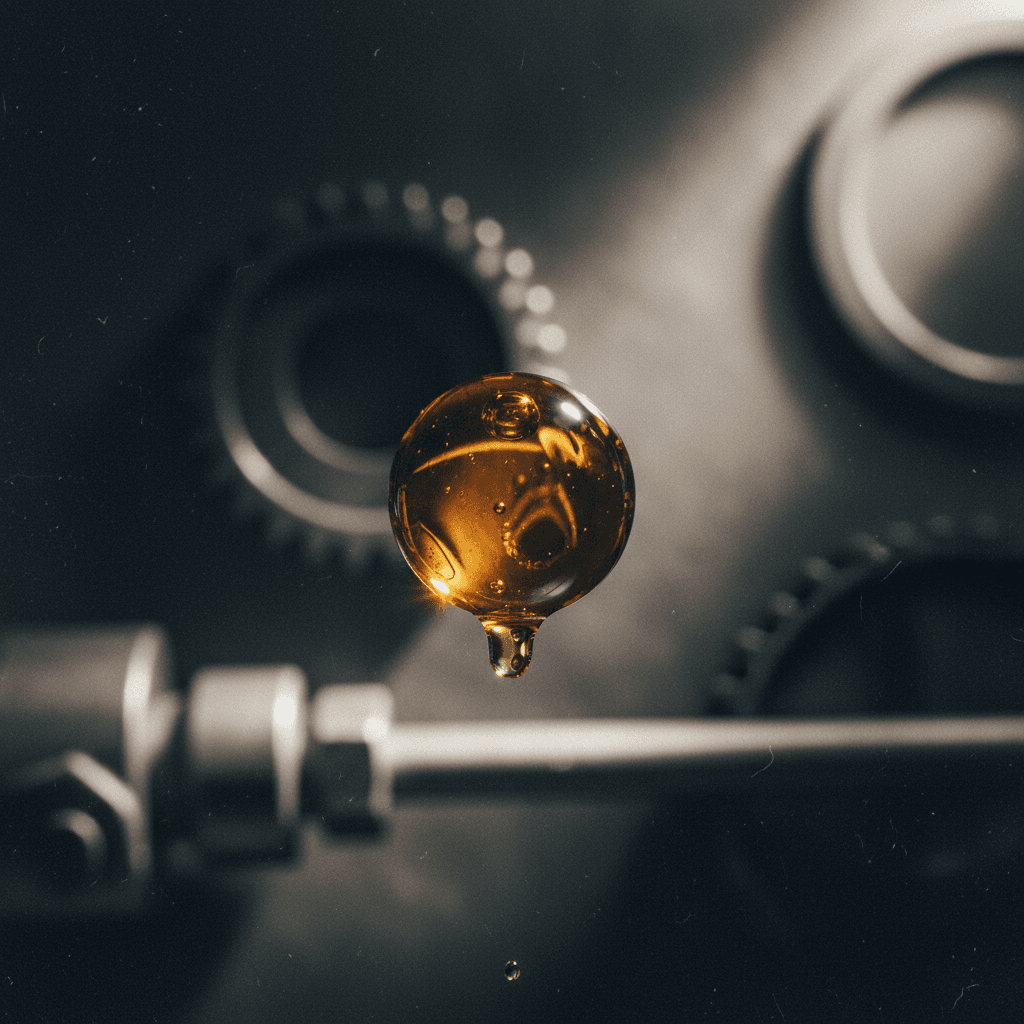 High-performance lubricant droplet showing viscosity and quality