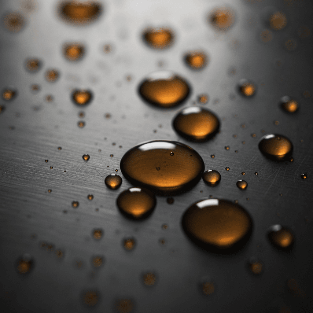 Premium motor oil droplets demonstrating clarity and quality